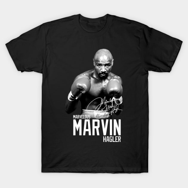 Marvelous Marvin Hagler Boxing Legend Signature Vintage Retro 80s 90s Bootleg Rap Style T-Shirt by CarDE